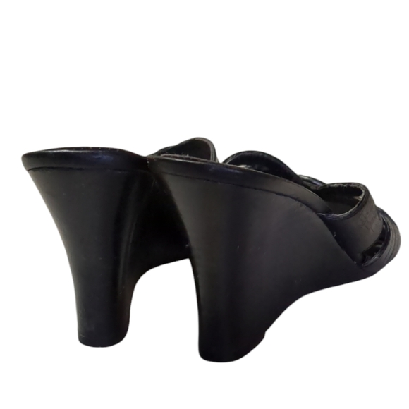 Liz Claiborne Black Slide Wedges Black Sandals Size 8.5 - Picture 10 of 12